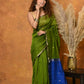Very Much Indian Handloom Pure Cotton Silk Saree With Sleek Golden Border - Green | Swadesiicart
