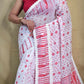 Exclusive Collection Beautiful White Red Jaal Jamdani Saree - Swadesiicart