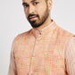 Ethnic India Pink Bundi Men's Jacket Abstract Blended | Swadesiicart