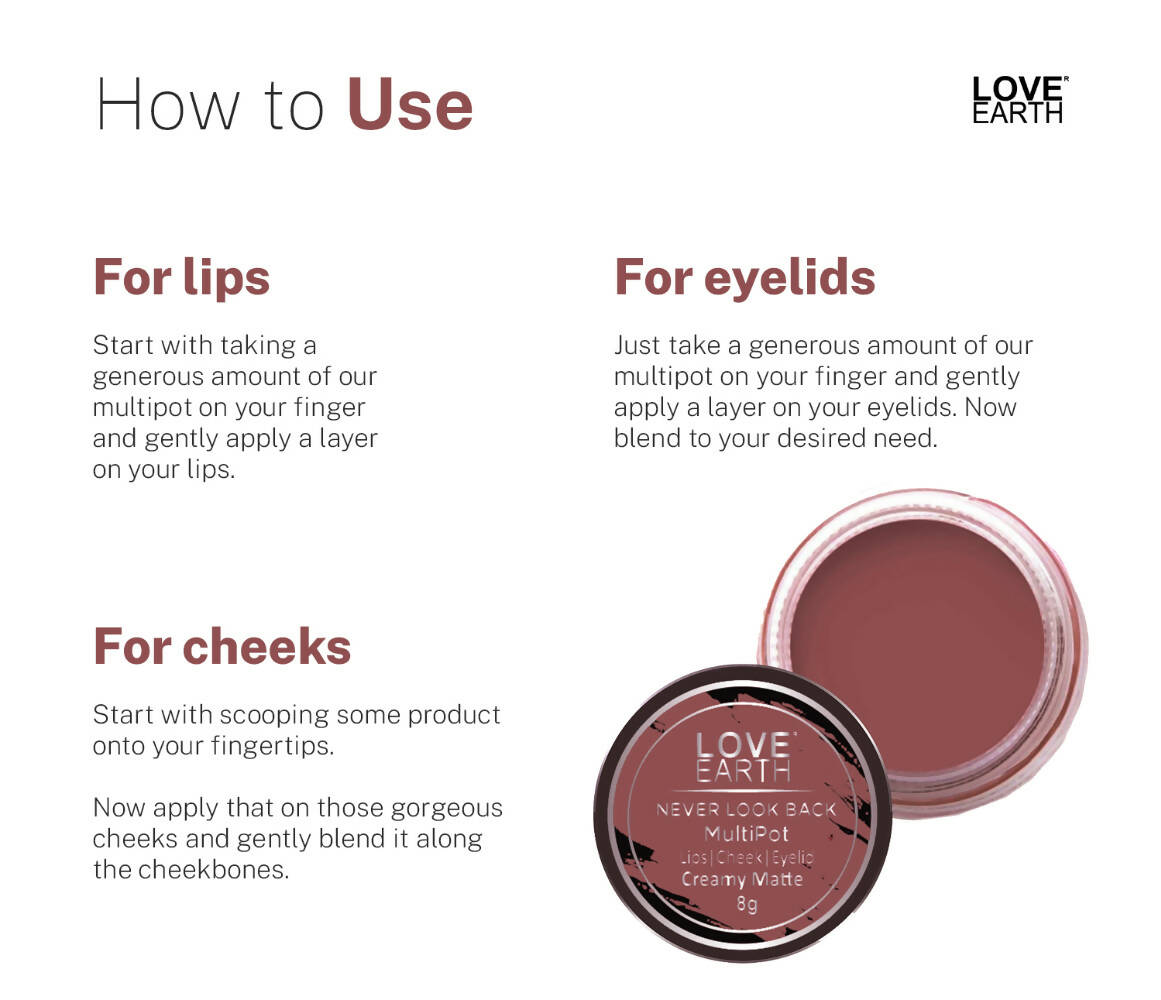Love Earth Lip Tint & Cheek Tint Multipot - Never Look Back - Swadesiicart