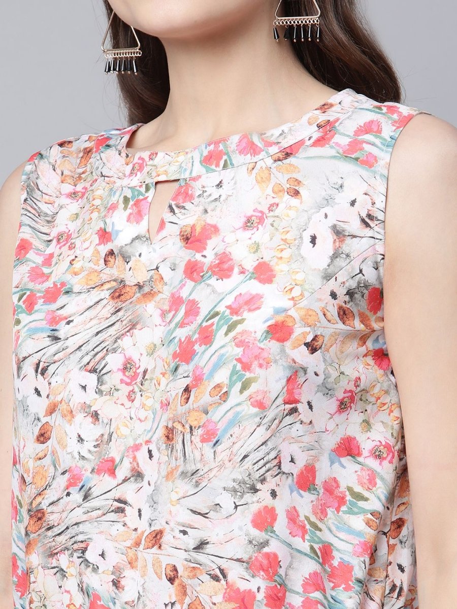 Ahalyaa Womens Pink Crepe Digital Print Floral Jumpsuit - Swadesiicart