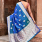 Joban Fashion Blue Banarasi Katan Pure Handloom Banarasi Silk Saree | Swadesiicart