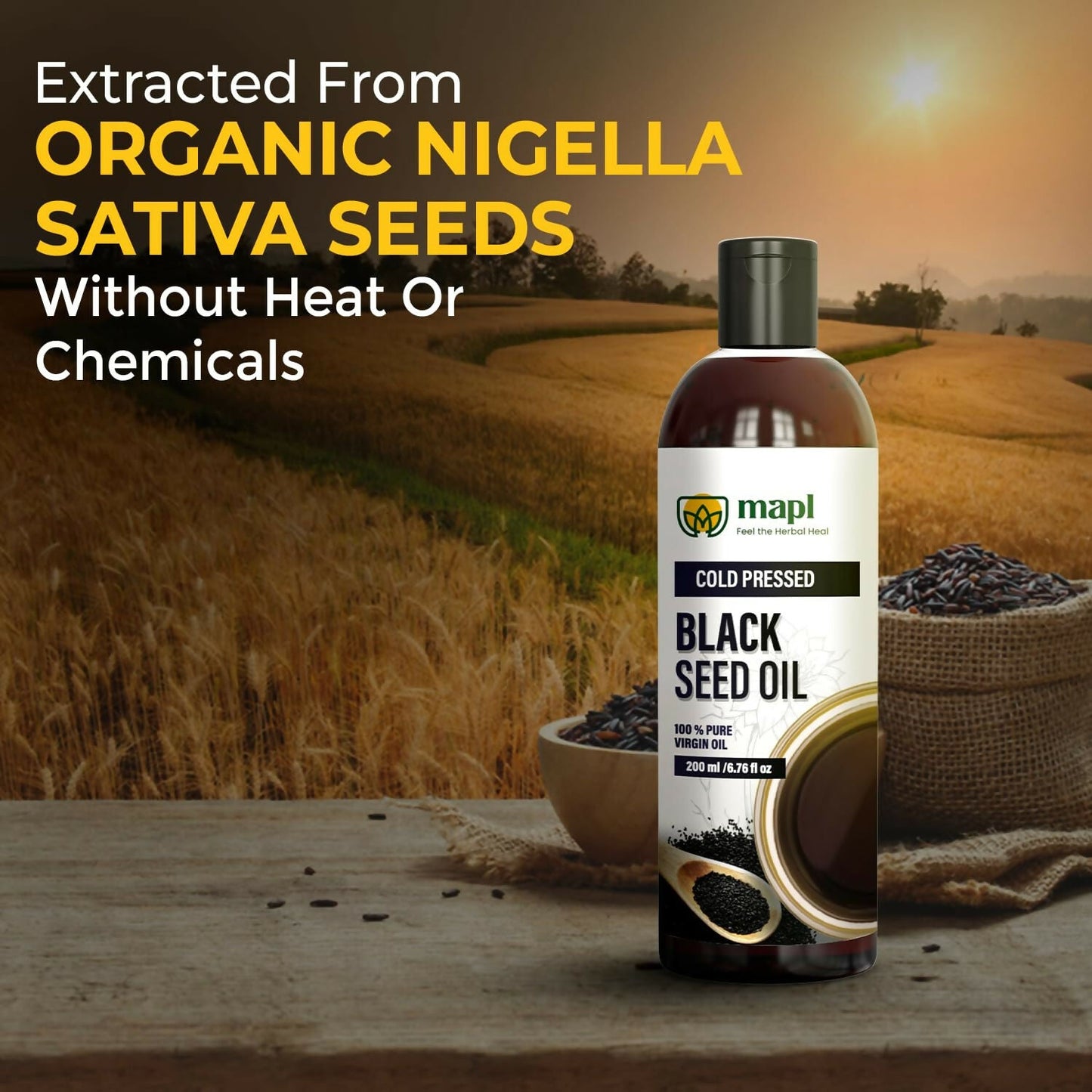 MAPL Organic Black Seed Oil Cold-Pressed | Swadesiicart