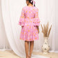 FIORRA Women's Light Pink Georgette Floral Printed Western Dress - Swadesiicart