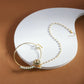 Gold-Polished White Green Kundan-Studded Pearl Beaded Nosepin - Ruby Raang | Swadesiicart