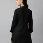 Black Rayon Yoke Embroidered A-line Top - Tarini - Swadesiicart
