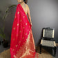 Joban Fashion Red Banarasi Lichi Silk Gold Zari Meena Saree | Swadesiicart