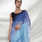 Blue Organza Solid Saree With Unstitched Blouse Piece - Shanaya