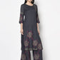 Aniyah Rayon Dark Grey Color Block Print Straight Kurta (AN-203K) - Swadesiicart