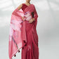 Burgundy Organza Designer Printed Saree - Shezlin