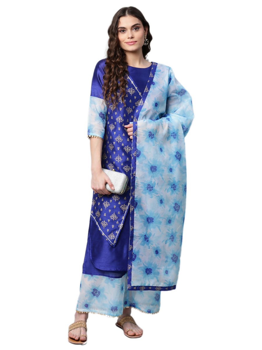 Ahalyaa Women's Traditional wear Kurta Set - Royal Blue | Swadesiicart