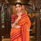 Very Much Indian Handloom Cotton Viscose Ilkal Saree Bright Orange With Red Border | Swadesiicart