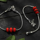 Mominos Fashion Kamal Johar Oxidised Silver With Red Beads Anklets | Swadesiicart