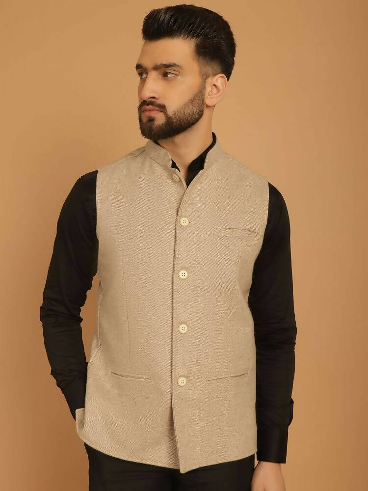 Even Apparels Pure Wool Nehru Jacket - Off White | Swadesiicart
