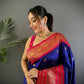 Joban Fashion Banarasi Navy Blue Woven Soft Silk Saree | Swadesiicart