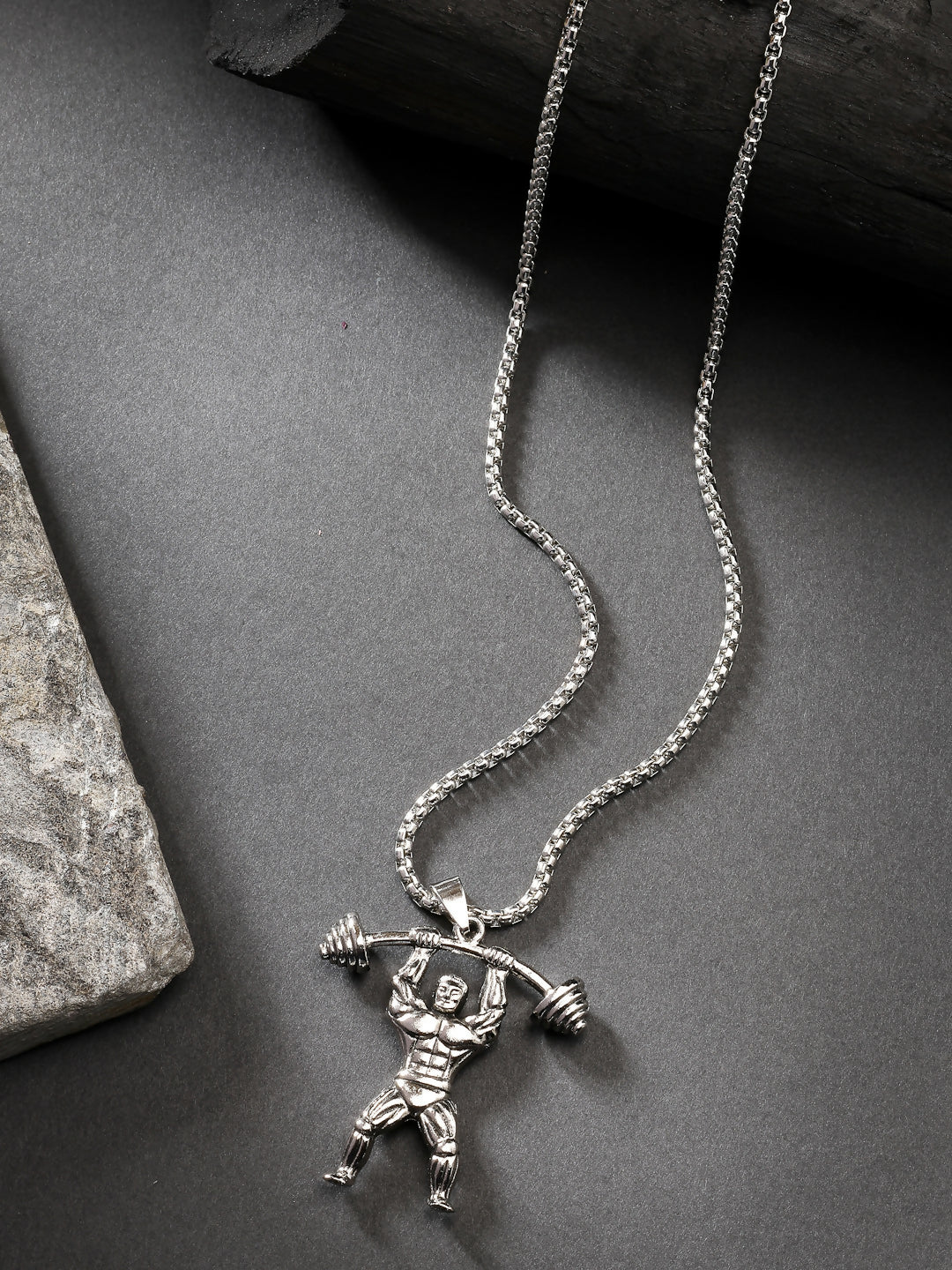 NVR Men's Silver-Plated Stainless Steel Hanuman Pendant with Chain - NR Retail-NVR
