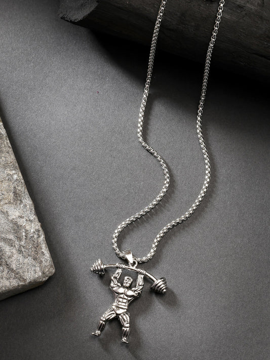 NVR Men's Silver-Plated Stainless Steel Hanuman Pendant with Chain - NR Retail-NVR