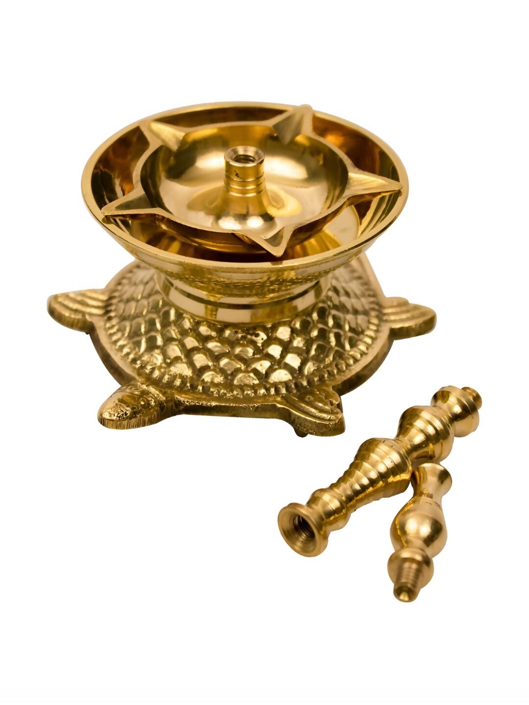 Spillbox Gold-Toned Brass Kachua Fancy Diya Pooja Essential | Swadesiicart