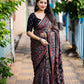 Black Cotton Blend Ajrak Saree with Unstitched Blouse - Hiral Fashion | Swadesiicart