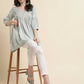 Light Blue Poly Cotton Yoke Embroidered A-line Top - Tarini - Swadesiicart