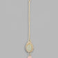 VOJ Gold-Polished Nude Pink And Mint Green Stone Studded Jewellery Set With Maang Tikka - Swadesiicart