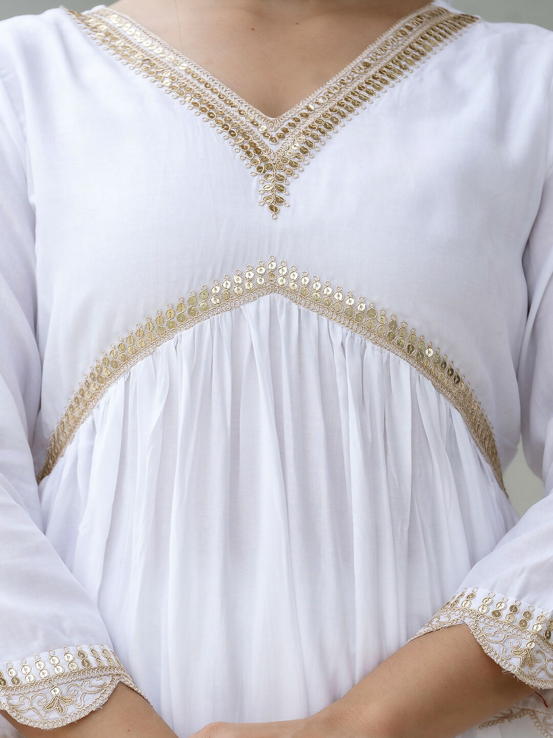 The52 White Women's Gorgeous Embroidered Chanderi Fabric Straight Kurta, Pant and Dupatta Set - Swadesiicart