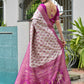 Vishnu Weaves Women's Magenta Banarasi Silk Patola Zari Woven Saree with Blouse - Swadesiicart