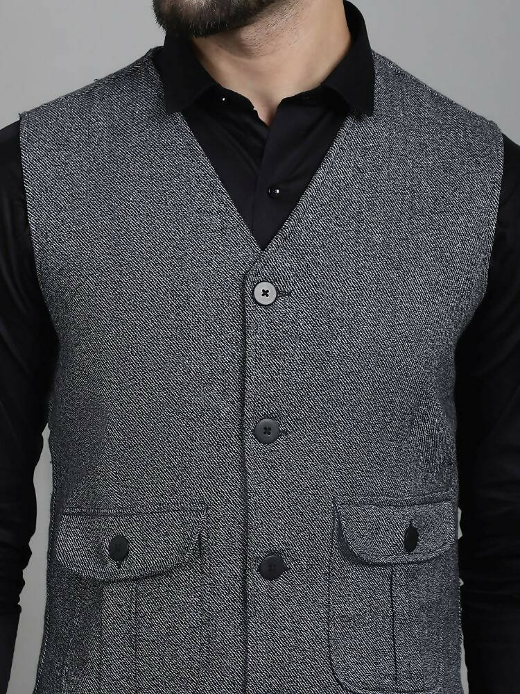 Even Apparels Solid Waistcoat - Grey | Swadesiicart