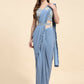 Blue Lycra Solid Ready to wear Saree with stitched Blouse - Vanita | Swadesiicart