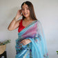 Vamsee Nilam Sky Organza Saree - Swadesiicart