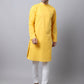 Even Apparels Yellow Pure Cotton Men's Kurta With Side Placket | Swadesiicart