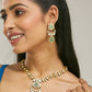 Nuyug 22K Gold-Plated Kundan Studded Faux Jasper Stone Necklace Set | Swadesiicart