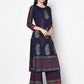 Aniyah Rayon Navy Blue Color Block Print Straight kurta (AN-180K)