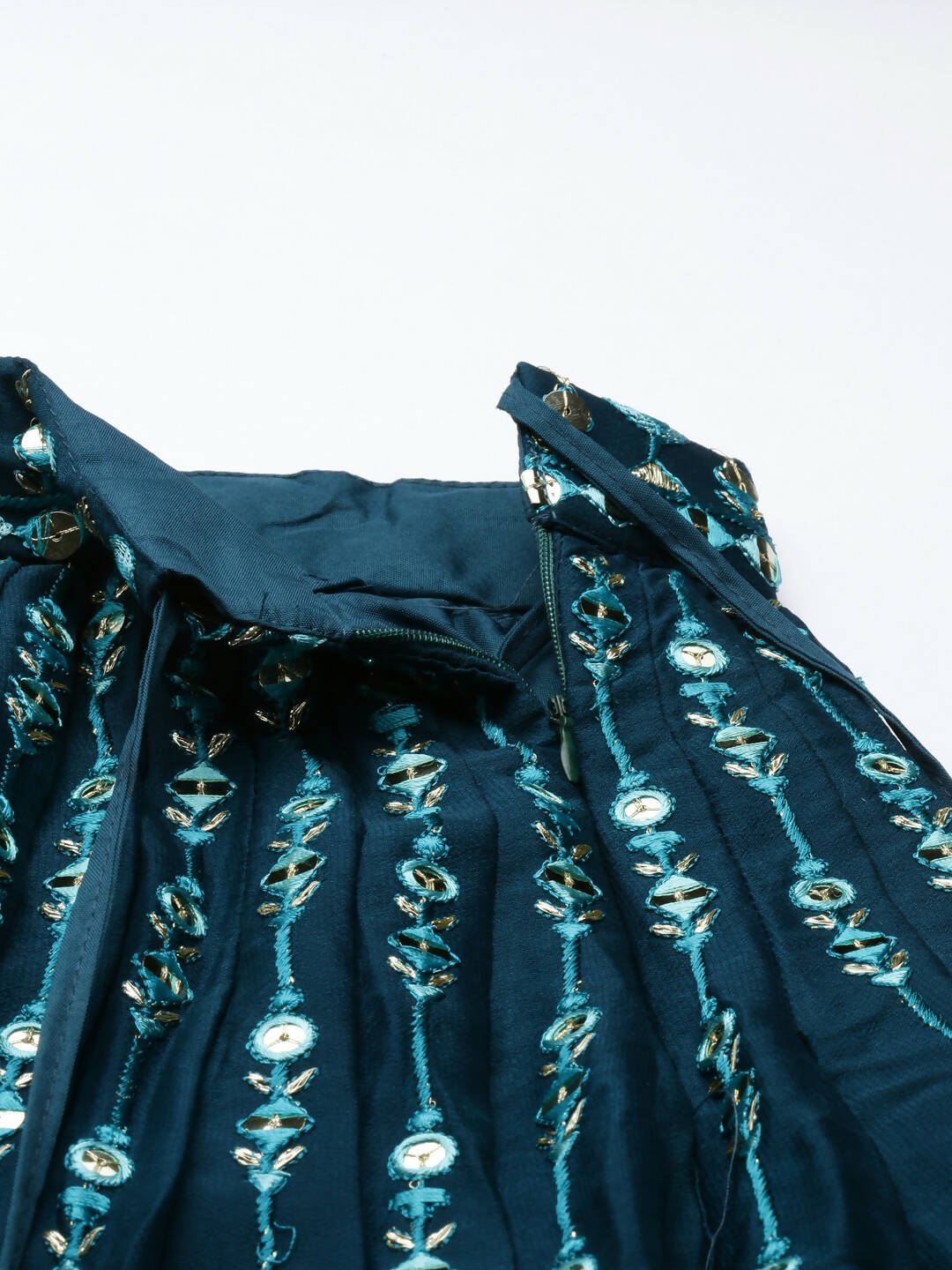 House of Panchhi Women Teal Georgette Sequins Work Lehenga & Blouse with Dupatta | Swadesiicart