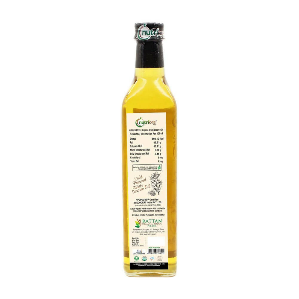 Nutriorg Organic White Sesame Oil - Swadesiicart