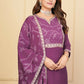 Wine Viscose Chanderi Embroidered Stitched Suit With Dupatta - Tanisha | Swadesiicart