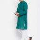 Even Apparels Green Rayon Men's Kurta With Band Collar | Swadesiicart