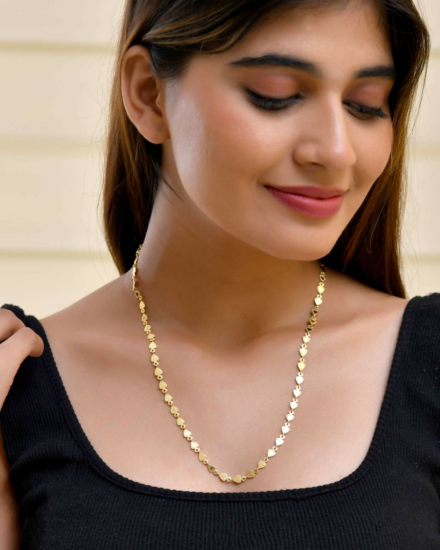 VOJ Gold-Polished Heart Shaped Chan for Women | Swadesiicart