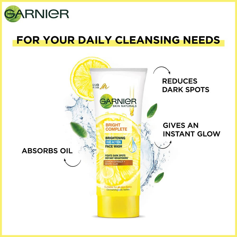 Garnier Bright Complete Brightening Duo Action Face Wash - Swadesiicart
