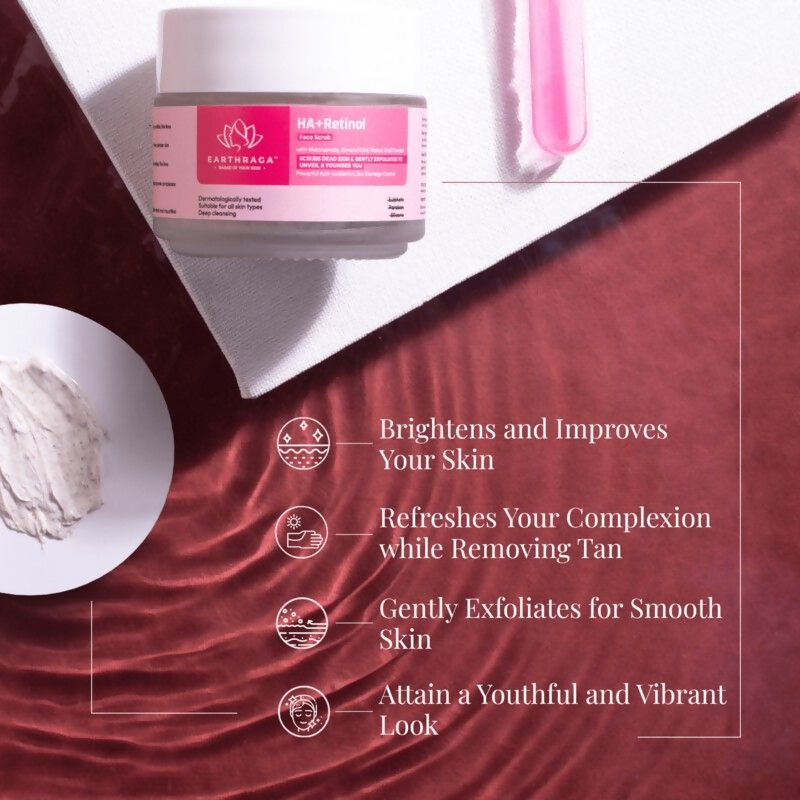 Earthraga HA + Retinol Face Scrub | Swadesiicart