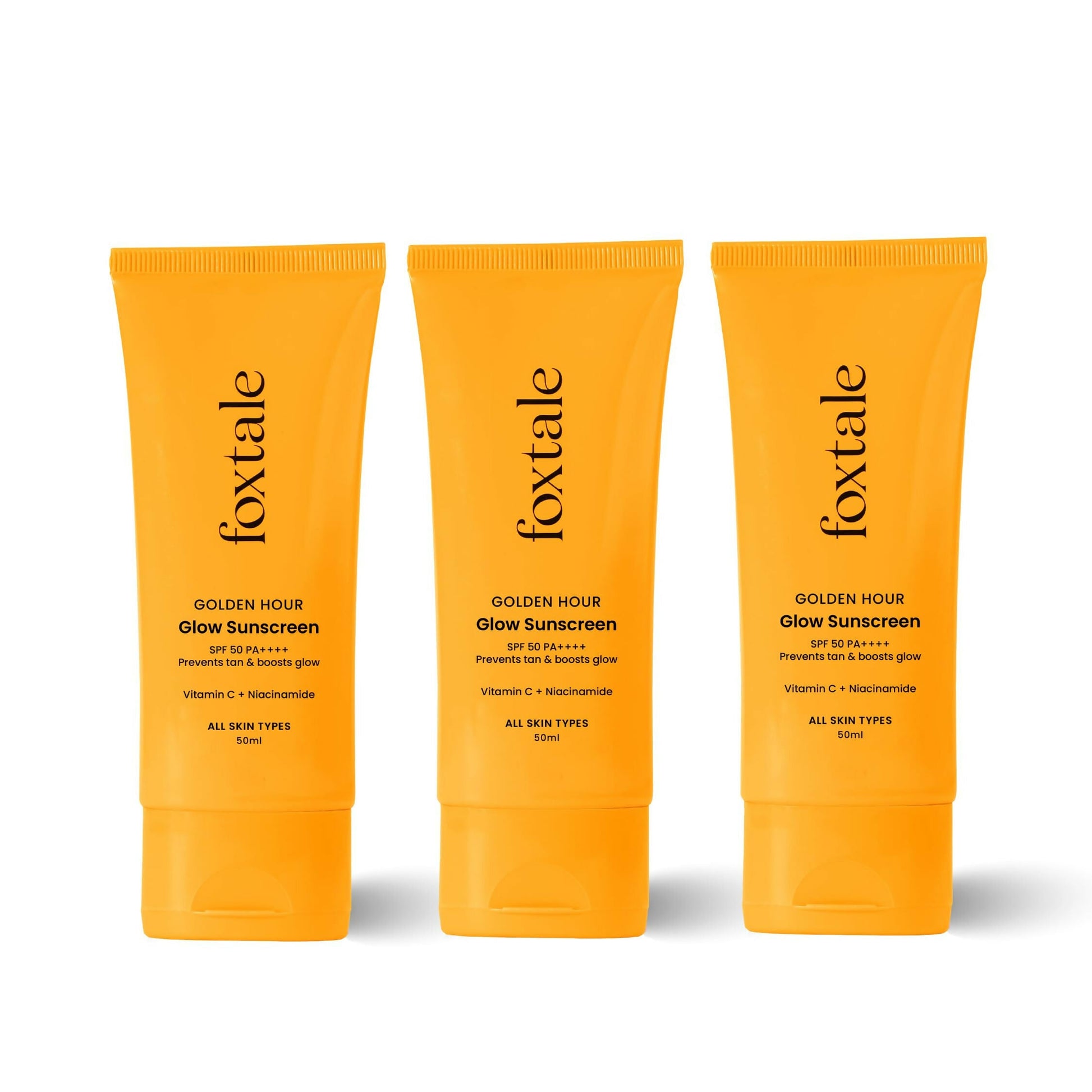 Foxtale Glow Sunscreen SPF 50 PA++++ Lightweight With Vitamin C And Niacinamide For a Dewy Glow, UVA And UVB Filters Prevents Tan - Swadesiicart