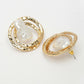 NVR Women's White & Gold-Polished Circular Shape Studs Earring | Swadesiicart