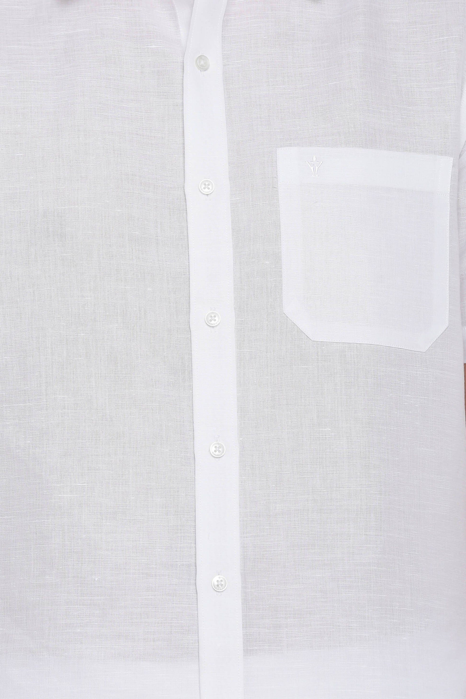 Ramraj Cotton Mens Cotton Linen Half Sleeve White Shirt | Swadesiicart