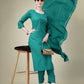 Jyoti Fashion Women's Teal Cotton Blend Embroidery & Sequence work Kurta with Trouser & Dupatta | Swadesiicart