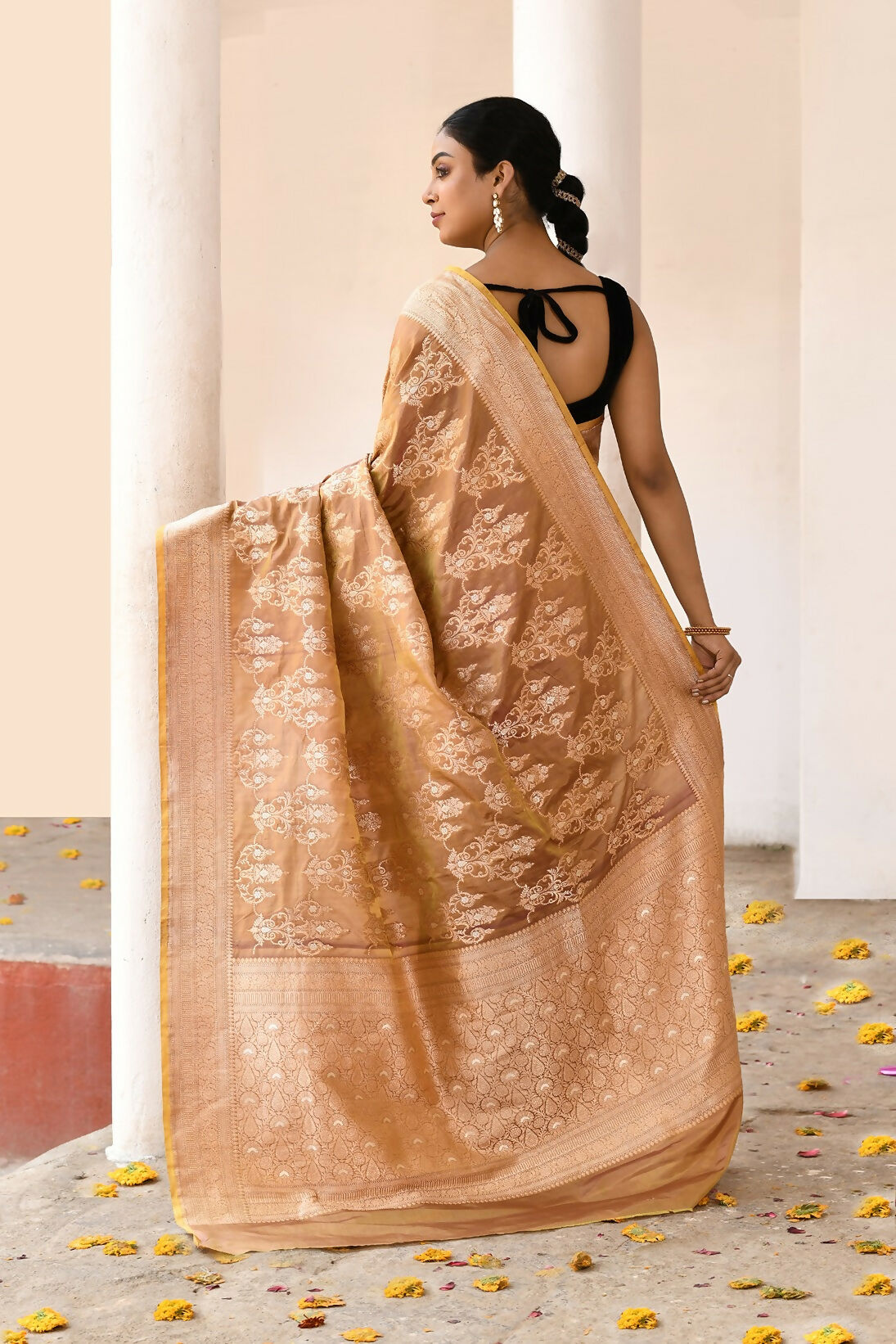 Joban Fashion Olive Pure Katan Pure Handloom Banarasi Silk Saree | Swadesiicart