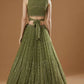 Jyoti Fashion Glamorous Olive Green Zari and Thread Embroidered Georgette Lehenga Choli with Dupatta | Swadesiicart