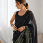 Black Georgette Designer Sequence Embroidery Work Saree - Sitare