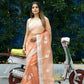 Vamsee Cotton Kerry Orange Organza Saree - Swadesiicart