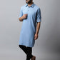 Even Apparels sky Blue Color Pure Cotton Solid Men's Kurta With Shirt Collar (MMS503) | Swadesiicart