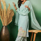 Sky Blue Georgette Handwork Unstitched Dress Material - Hanika | Swadesiicart